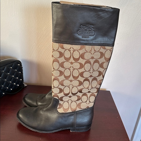 Coach Brown and Black Patterned Knee-High Boots size 7.5 - Picture 5 of 6
